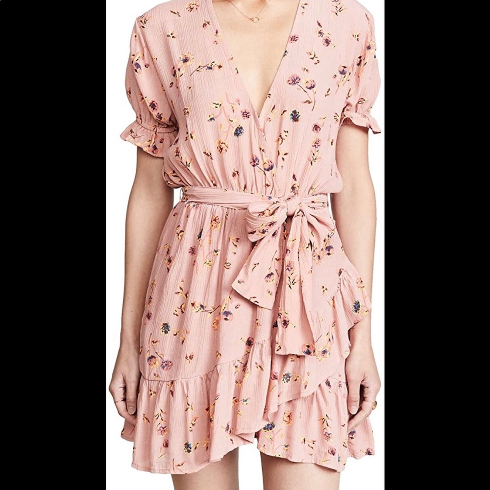“Faithfull The Brand” Pink Floral Wrap Dress
